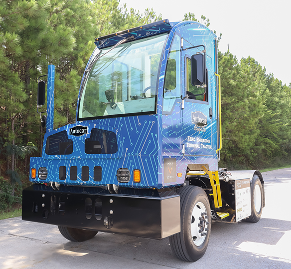 The Autocar E-ACTT all-electric terminal tractor CCS charging. 